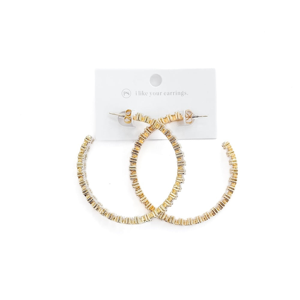 Bold and Beautiful Diamond Hoop Earrings - WATERPROOF-Earrings-Pretty Simple