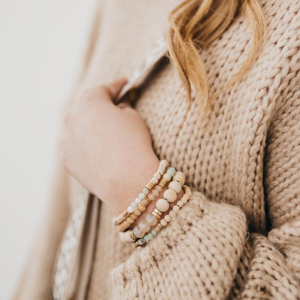 Wooden Bead and Stone Bracelet-Bracelet-Pretty Simple