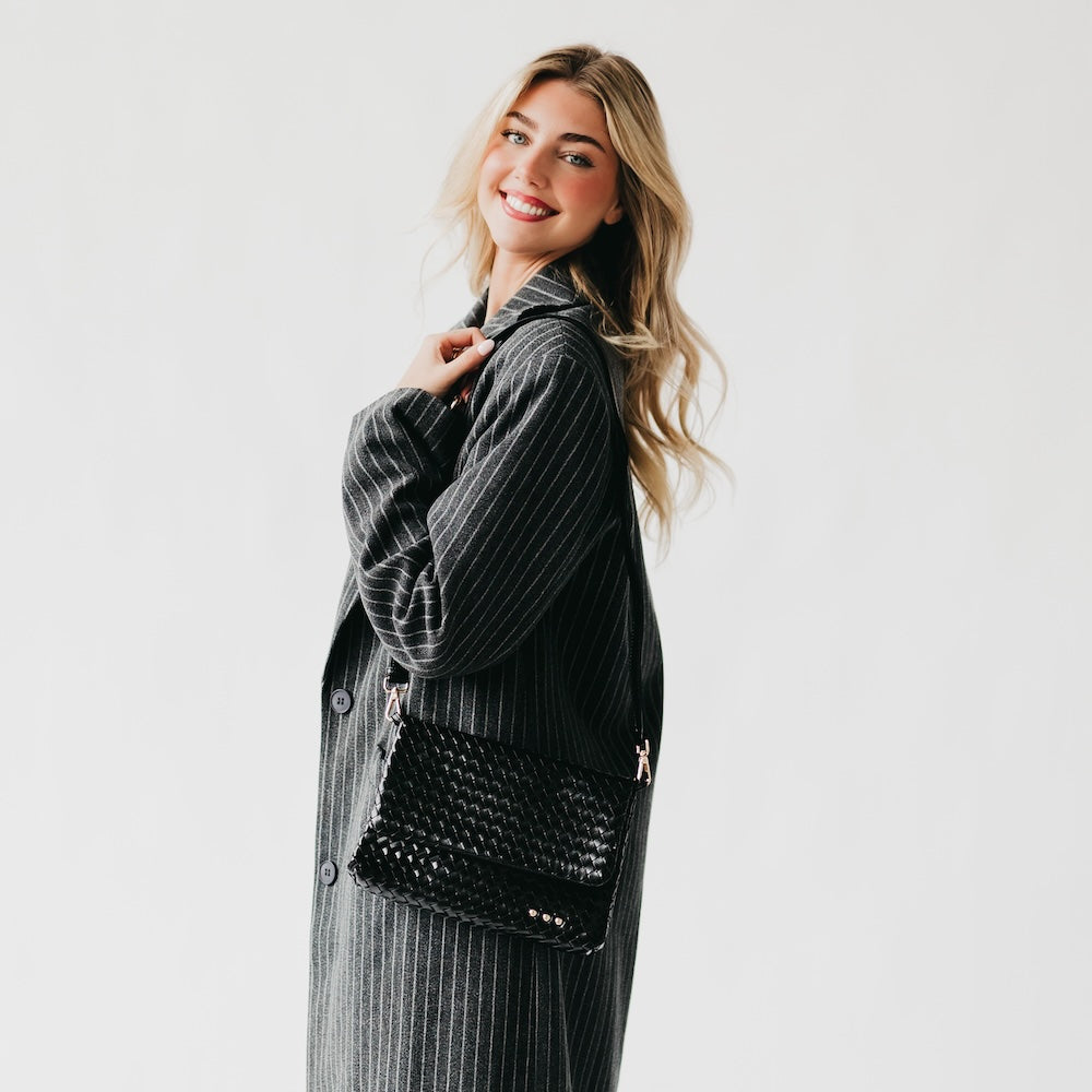 Wrenlee Woven Flap Crossbody-Crossbody Bag-Pretty Simple