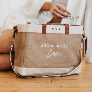 All You Need Is Love Jute Crossbody Tote- Wholesale - Pretty Simple