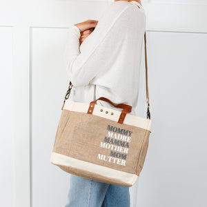 Moms For All Jute Crossbody Tote- Wholesale - Pretty Simple