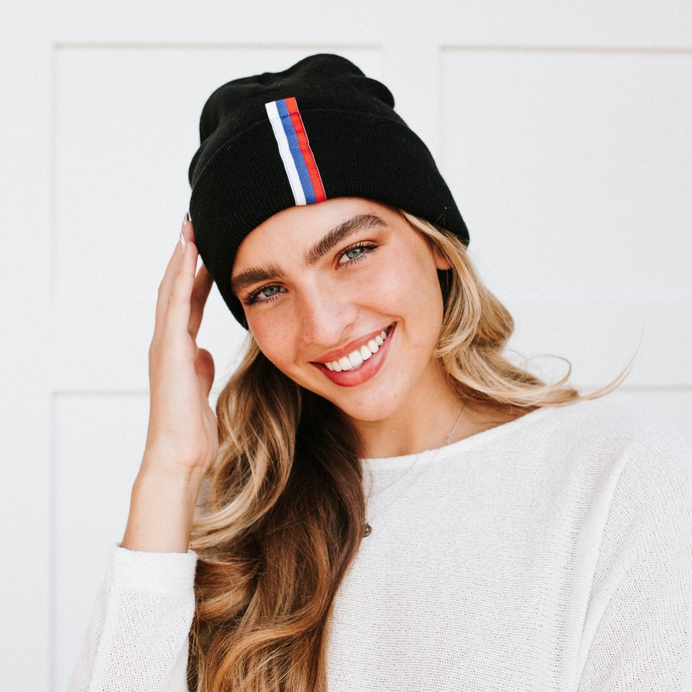 Seattle Striped Patch Beanie- Wholesale - Pretty Simple