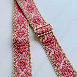 Pink willow strap with hot pink and tan design 