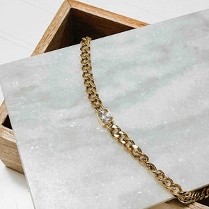 Chunky gold chain with diamond - Diamond Chain Necklace
