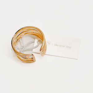Charm Layered Lines Gold Statement Ring-Ring-Pretty Simple Wholesale