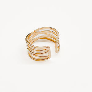 Charm Layered Lines Gold Statement Ring-Ring-Pretty Simple Wholesale
