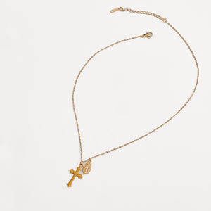 Creator Cross Gold Charm Necklace-Necklace-Pretty Simple Wholesale