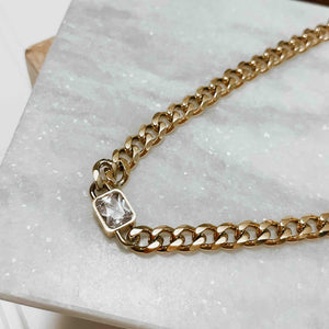 Chunky gold chain with diamond - Diamond Chain Necklace