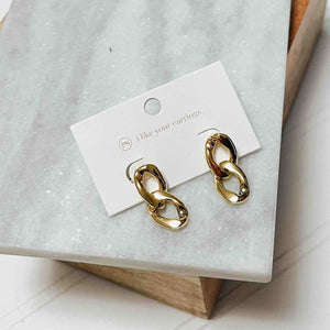 Gold double linked hoop earrings - Double Linked Hoop Earrings