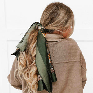 Milan polyester hair scarf in army green