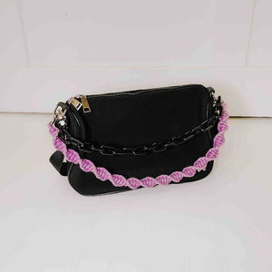 Oh So Neon Crossbody Shoulder Bag Pretty Simple - black with purple rope strap detailing