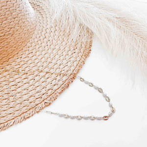 Pretty Simple Perla Pearl & Oval Chain Link Necklace