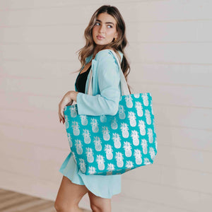 Pineapple Foil Beach Bag-Tote Bag-Pretty Simple Wholesale