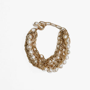Pretty Simple Tahitian Pearl Chunky Multi Chain Bracelet