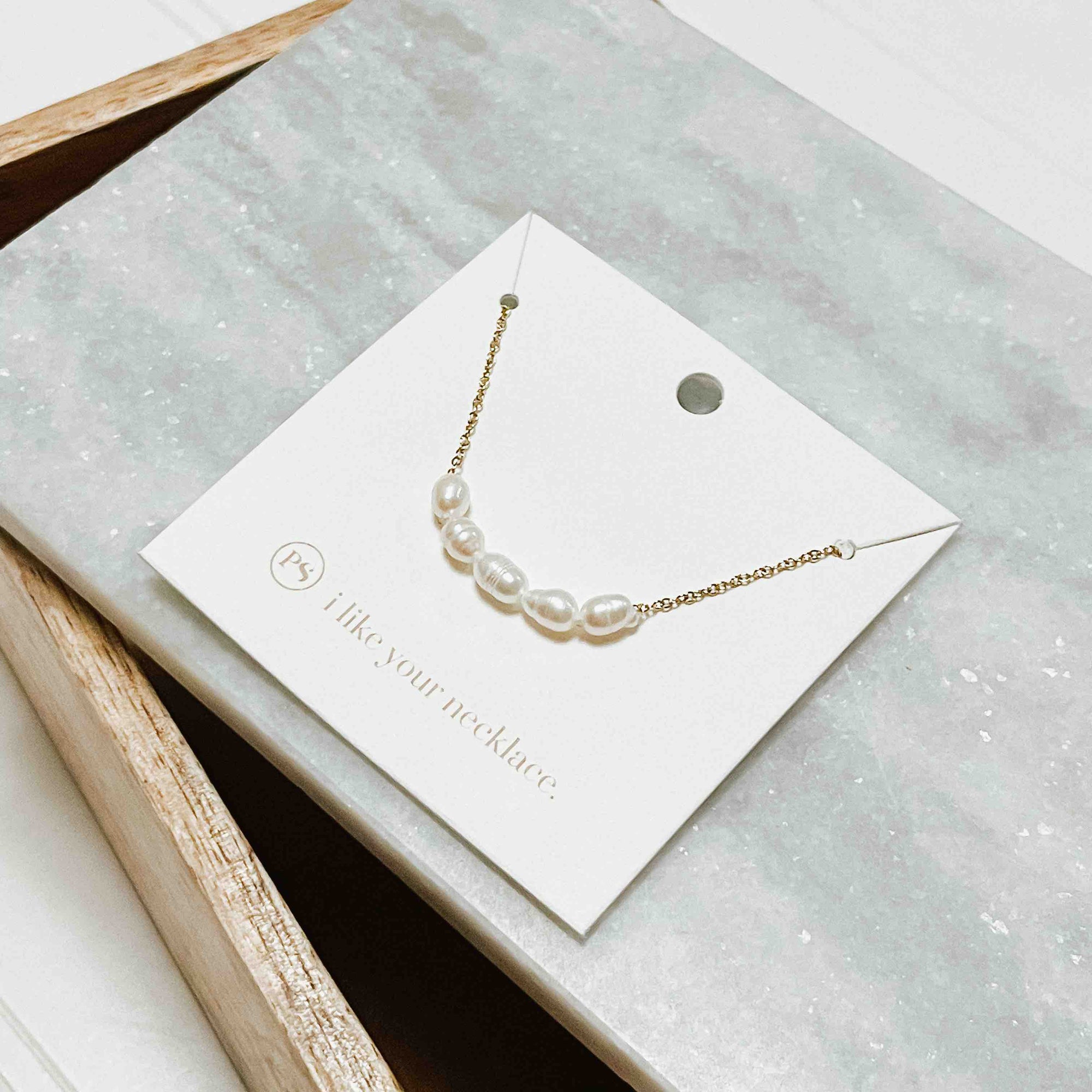 Dainty gold chain pearl necklace - Santa Monica Pearl Necklace