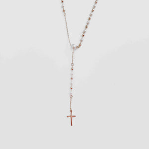 Pretty Simple Soft Touch Y Drop Pearl & Cross Necklace