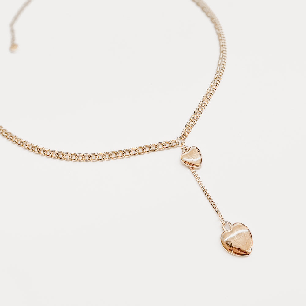 Splicing Love 2 Heart Pendant Necklace-Necklace-Pretty Simple Wholesale