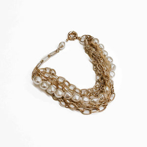 Pretty Simple Tahitian Pearl Chunky Multi Chain Bracelet