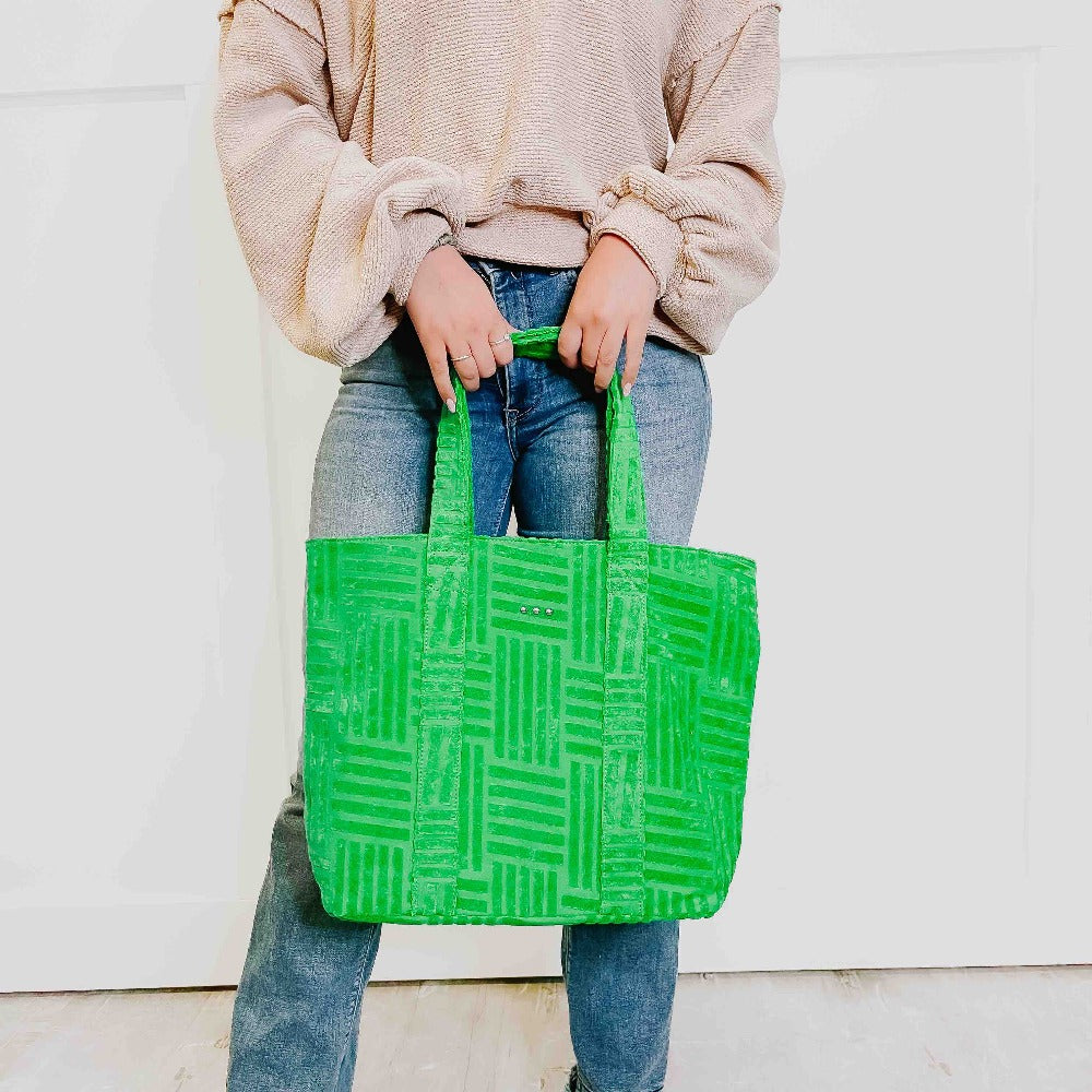 Pretty Simple Teagan Terry Cloth Tote With Pouch - green